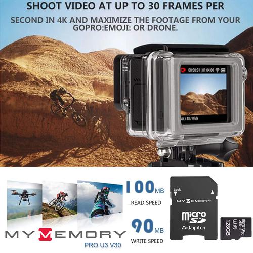 MyMemory 128GB V30 PRO microSD Card (SDXC) A1 UHS-1 U3 + Adapter - 100MB/s