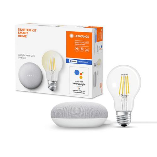 Google Nest Mini & Ledvance Smart+ Bluetooth E27 Filament Bulb Bundle