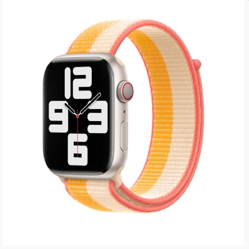 Apple Official Watch Band 42mm / 44mm / 45mm Strap Sport Loop- Maize/White (Open Box)