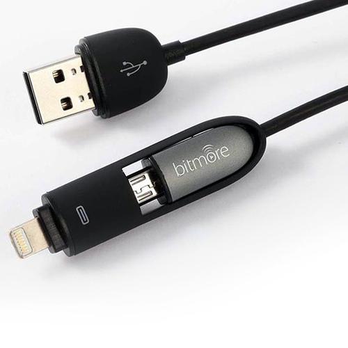 Bitmore USB to Lightning / Micro USB Data & Charge Cable - 1M - Black