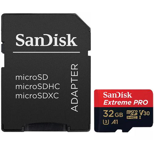 SanDisk 32GB Extreme Pro Micro SD Card (SDHC) A1 V30 UHS-I + Adapter - 100MB/s