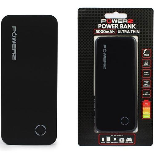 PowerZ 2.1A Portable Power Bank 5000mAh - Black
