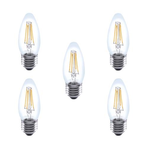 Integral LED Glass Candle Bulb E27 4W (40W) 2700K Non-Dimmable Lamp - 5 Pack