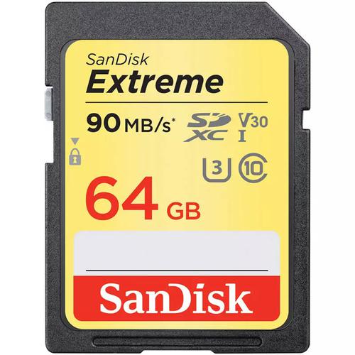 SanDisk 64GB Extreme V30 SD Card (SDXC) UHS-I U3 - 90MB/s