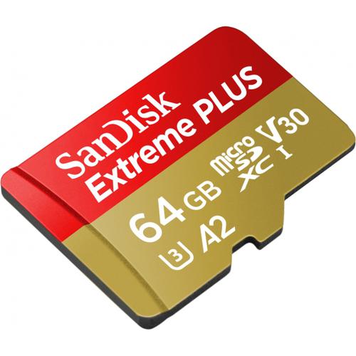 SanDisk 64GB Extreme Plus A2 Micro SD Card (SDXC) UHS-I U3 + Adapter - 170MB/s