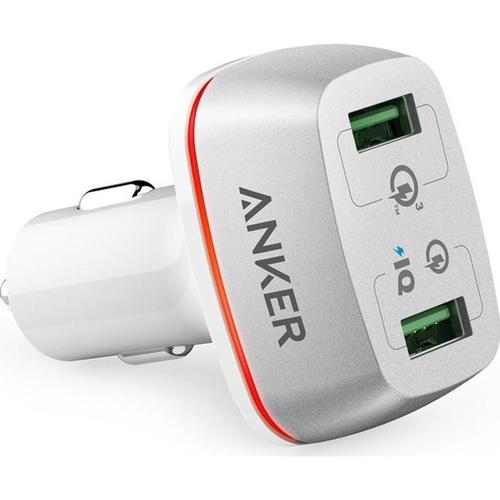 Anker Powerdrive+ 2 Ports 42W Dual USB Car Charger with Quick Charge 3.0 - White