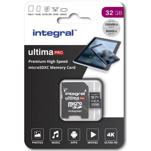 Integral 32GB UltimaPRO V30 Premium microSD Card (SDHC) UHS-I U3 + Adapter