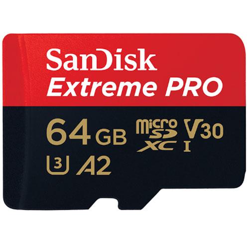 SanDisk 64GB Extreme Pro Micro SD Card (SDXC) A2 UHS-I U3 + Adapter - 170MB/s