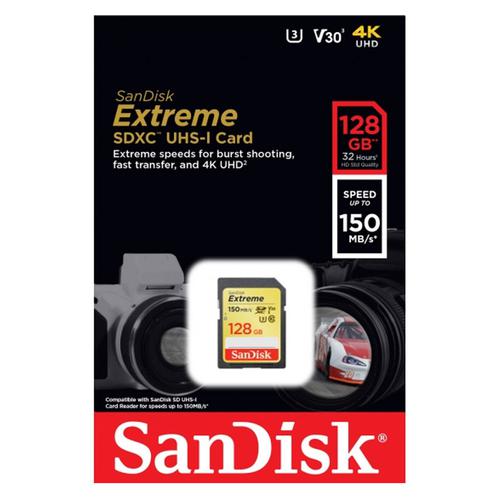 SanDisk 128GB Extreme V30 SD Card (SDXC) UHS-I U3  - 150MB/s