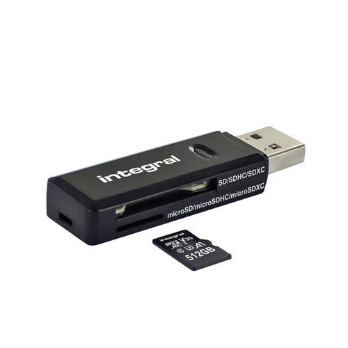 Integral USB 3.1 SD + Micro SD Card Reader - Black