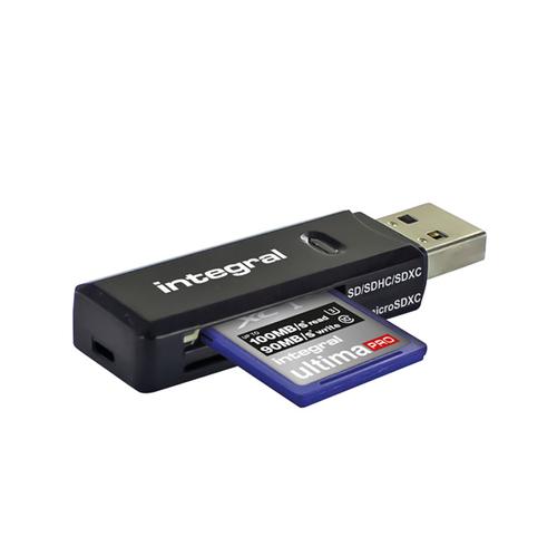 Integral USB 3.1 SD + Micro SD Card Reader - Black