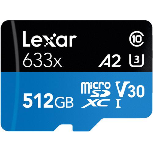 Lexar 512GB High-Performance V30 Micro SD Card (SDXC) + Adapter - 100MB/s