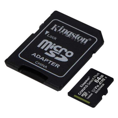 Kingston 64GB Canvas Select Plus micro SD Card (SDXC) + SD Adapter - 100MB/s