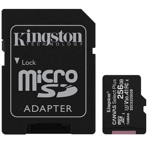Kingston 256GB Canvas Select Plus microSD Card (SDXC) + SD Adapter - 100MB/s