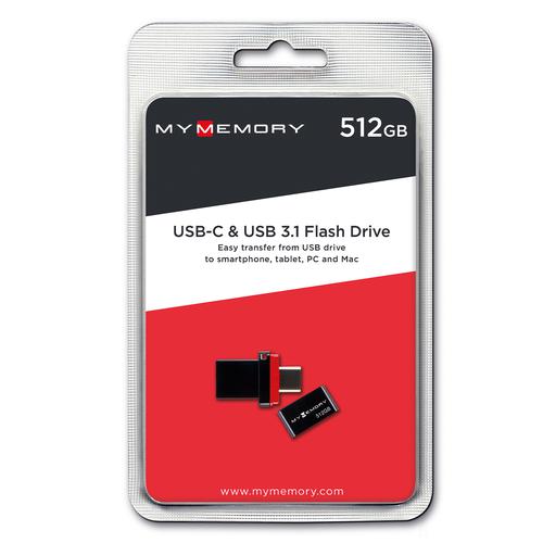 MyMemory 512GB Dual USB-C & USB 3.1 Flash Drive - 200MB/s