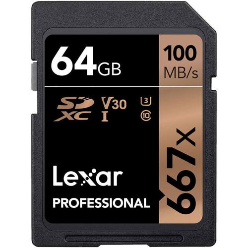 Lexar 64GB Professional 667x SD Card (SDXC) UHS-I U3 - 100MB/s