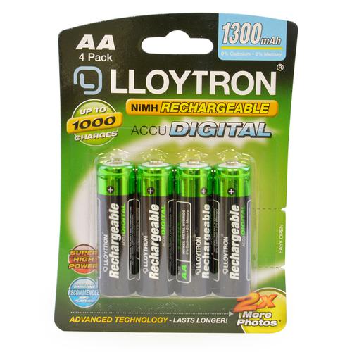 4Pk AA 1300mAh NiMH Rechargeable AccuDigital Batteries Up To 1000 Charges B012 