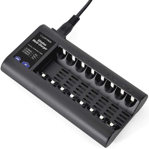 Lloytron Slimline Battery Charger + 4 x AA (1300mAh) & 4 x AAA (900mAh) Batteries