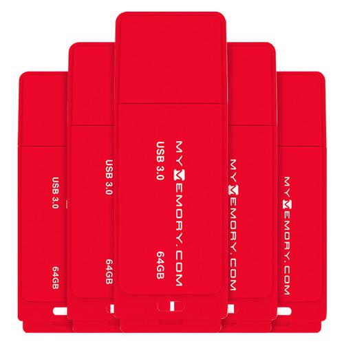 MyMemory 64GB USB 3.0 Flash Drive - 80MB/s - Red - 5 Pack