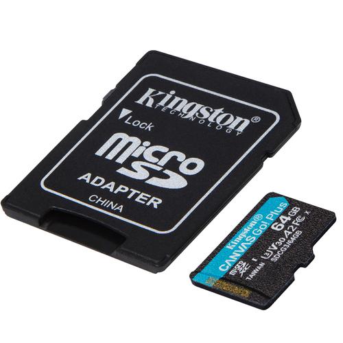 Kingston 64GB Canvas Go Plus microSD Card (SDXC) UHS-I U3 V30 A2 + Adapter - 170MB/s