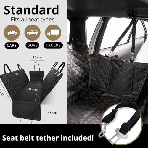 AMZPET 3-in-1 Universal Car Seat Cover for Dogs - Black