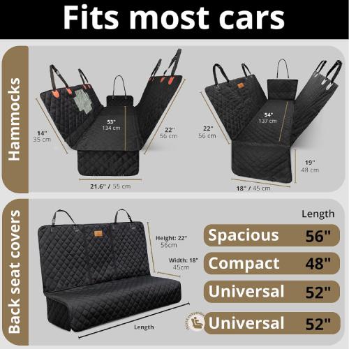 AMZPET 3-in-1 Universal Car Seat Cover for Dogs - Black