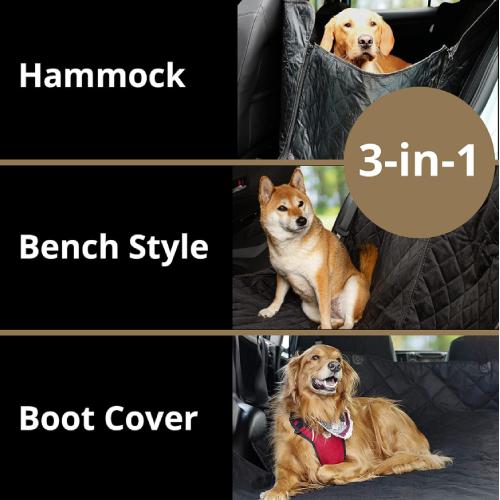 AMZPET 3-in-1 Universal Car Seat Cover for Dogs - Black