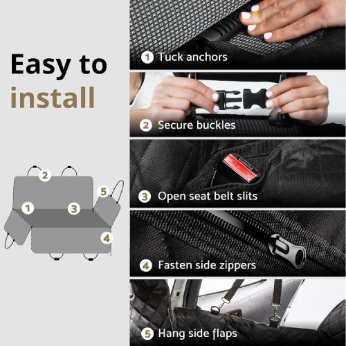 AMZPET 3-in-1 Universal Car Seat Cover for Dogs - Black