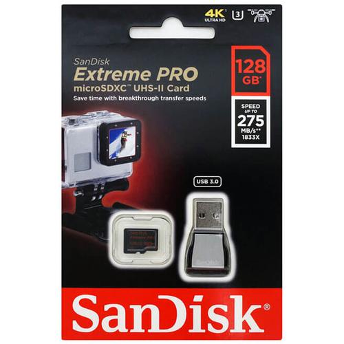 SanDisk 128GB Extreme Pro Micro SD Card (SDXC) UHS-II U3 + USB 3.0 Reader -  275MB/s US$270.19