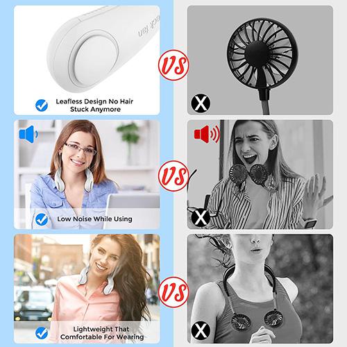 Bladeless Neck fan/cooler White Model A18, with 3 fan speeds