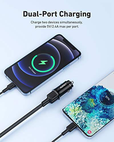 24W Dual USB-A Car Charger + USB-A to USB-C Cable