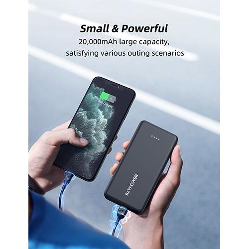 RAVPower 20000mAh 15W 4 Port USB-C Power Bank - Black