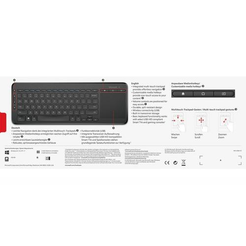 Microsoft All In One Media Wireless Keyboard With Track Pad Monotone Us 58 79 Mymemory