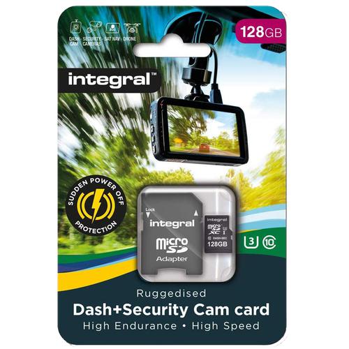 Integral 128GB Dash Cam Micro SD Card SDXC Class 10 UHS-I U3 + Adaptor