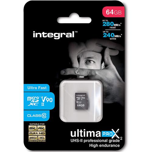 Integral 64GB UltimaPro X2 Micro SD Card SDXC UHS-II U3 V90 - 280MB/s