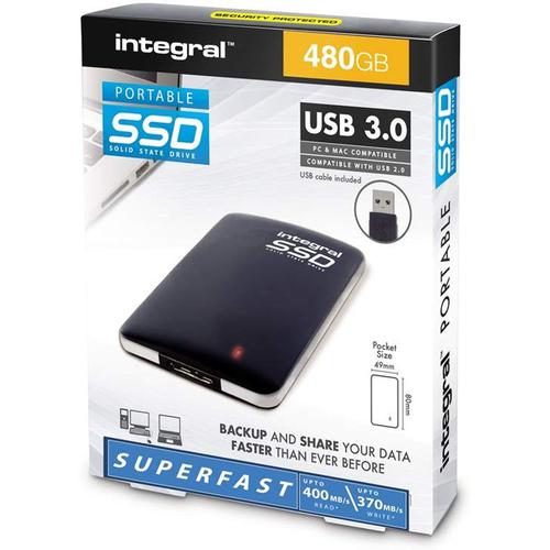 Integral 480GB USB USB 3.0 Portable SSD Drive - 400MB/s