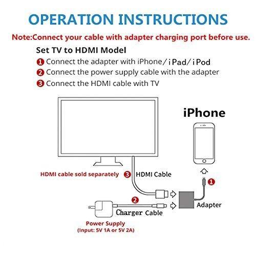 iOS HDMI Video Cable Adapter For iPhone 14 13 12 11 Pro X 6 7 8 Plus To TV  HDTV