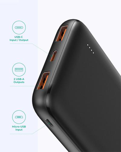 AUKEY PB-N73S 18W PD USB C Portable Charger Black 10000mAh