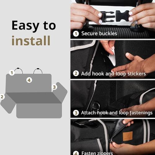 MZPET 4-in-1 Universal Car Seat Cover for Dogs - Black
