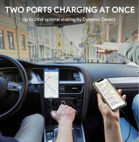 AUKEY CC-A4 Dual Port USB-C 30W PD Car Charger