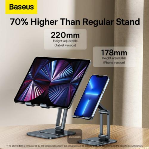 Baseus Desktop Biaxial Foldable Metal Stand (for Phones) - Grey