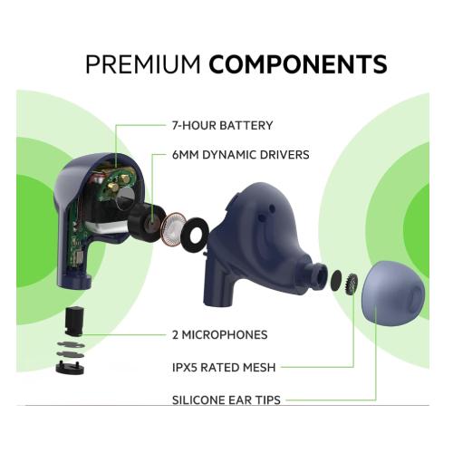 Belkin Wireless Earbuds SoundForm Rise Bluetooth 5.2 Earphones for iPhone, Galaxy, Pixel- Blue