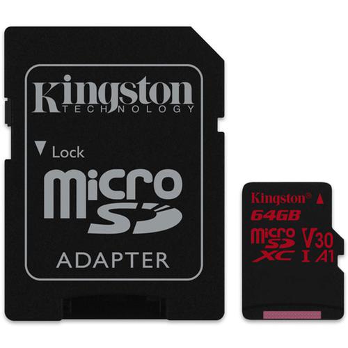 Kingston 64GB Canvas React Micro SD Card (SDXC) UHS-I U3 V30 + Adapter - 100MB/s