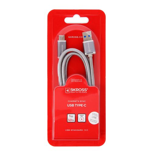 SKROSS Charge'n Sync USB-C Cable - 1M - Steel Line