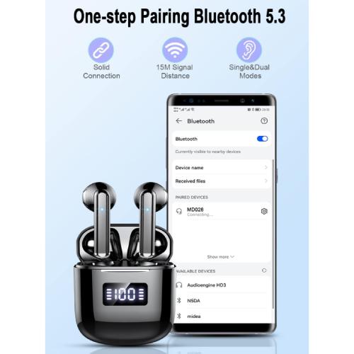 GCBIG Bluetooth Wireless Earbuds - Black