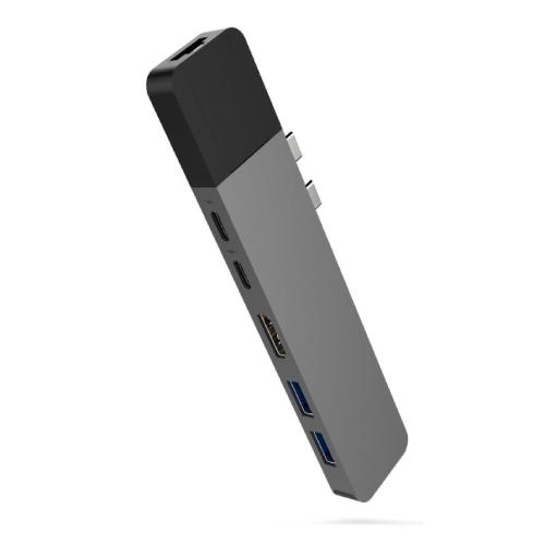 Hyper - HyperDrive NET 6-in-2 Hub for USB-C for MacBook Pro/Air - Space Grey