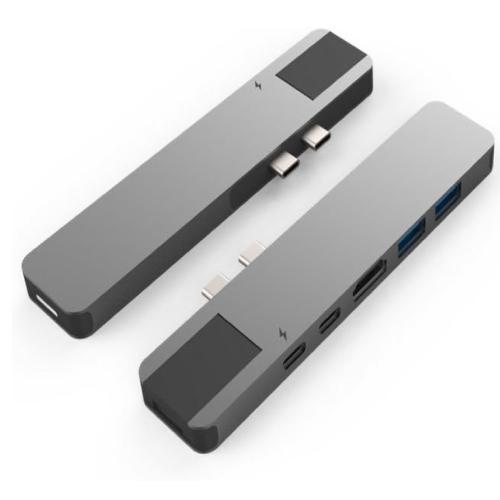 Hyper - HyperDrive NET 6-in-2 Hub for USB-C for MacBook Pro/Air - Space Grey
