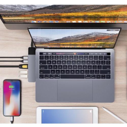 Hyper - HyperDrive NET 6-in-2 Hub for USB-C for MacBook Pro/Air - Space Grey