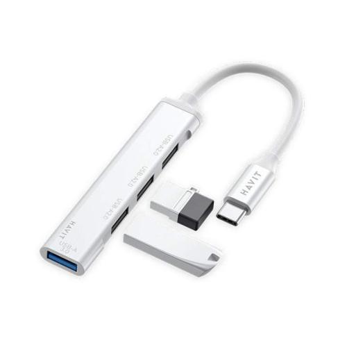 Havit HB41 4-in-1 USB-A to USB-C 2.0 & USB-A3.0 - Silver
