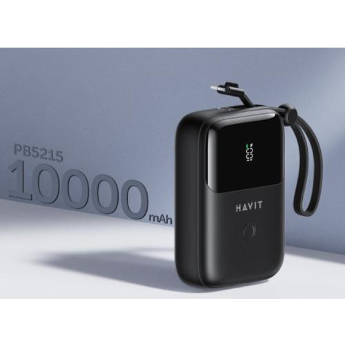 Havit PB5215 PD22.5W USB-C and Apple Lightning 10,000 mAh Powerbank - Black